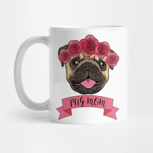 Pug Mom Flower Crown Tee Mug